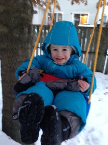 It started off with fun in the swing in a snowsuit