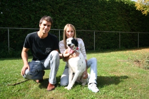 Frank and his fiancee Catherine and their crazy energetic dog Disney